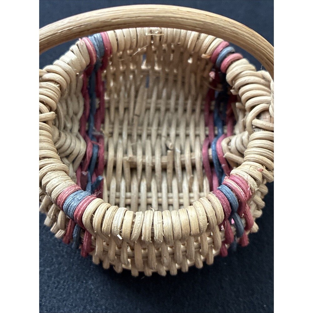 Boyds Bears Mini Woven Basket Bailey's Market Red Blue Stripes Vintage 90s Dolls - Picture 6 of 10